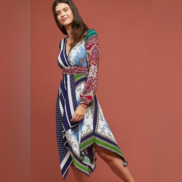 Moulinette Soeurs Istanbul Handkerchief Wrap Style Dress Size 2 * Small Flaw - Picture 1 of 13